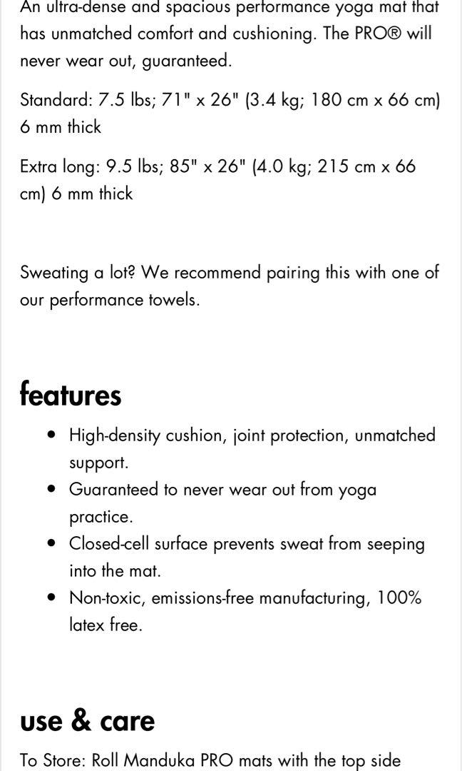 LAST PIECE TO GO! Brand New Manduka PRO (6mm) 71 Inches Black, Sports