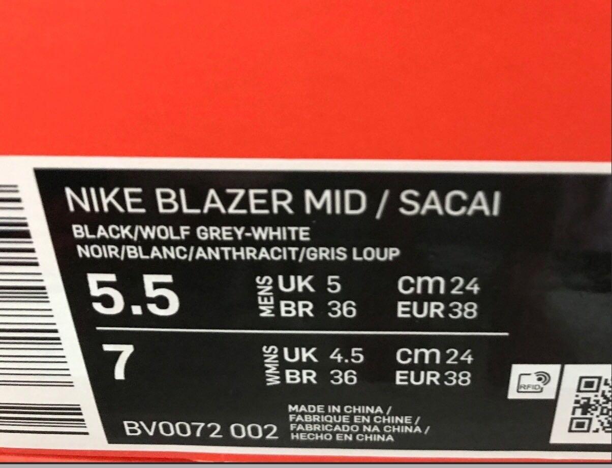 nike blazer sacai black