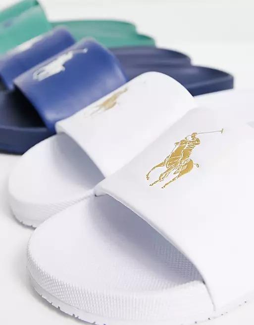 Ralph lauren white sliders online