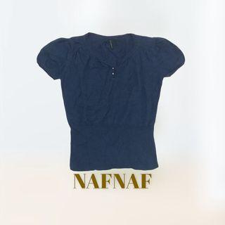 #SelaluUntung Naf Naf cotton top navy - V neck