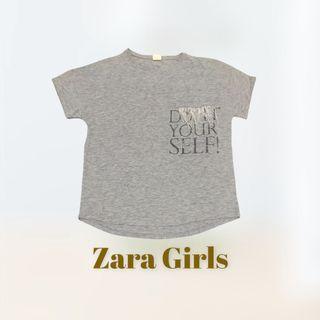 #SelaluUntung Zara Girls Grey T-shirt Fur Top