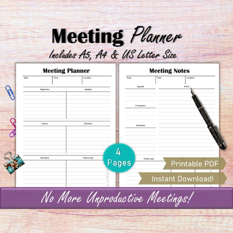 Meeting Notes: A5 Planner Inserts