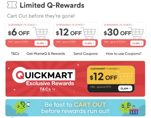 Qoo10 Cart Coupon $30 (12-13 Nov), Tickets & Vouchers ...