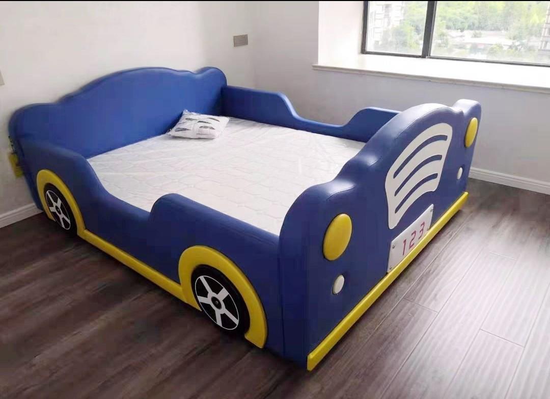 Racing Car bed frame with mattress kid boy child, Furniture & Home