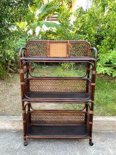 rattan shelf with wheels big in actual