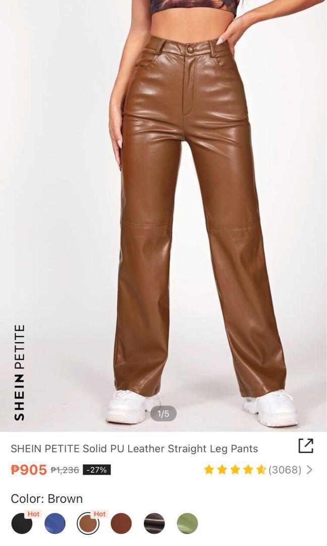 Shein Brown Leather Pants, Women's Fashion, Bottoms, Other Bottoms on Carousell