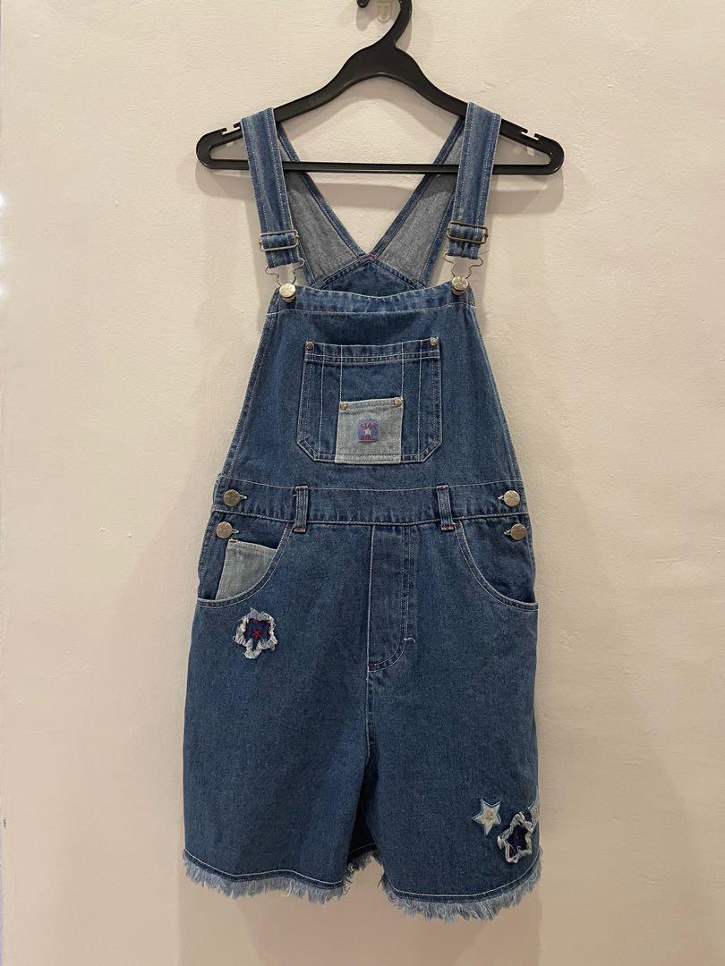 Vintage 90s Star Girl Denim Dungarees 