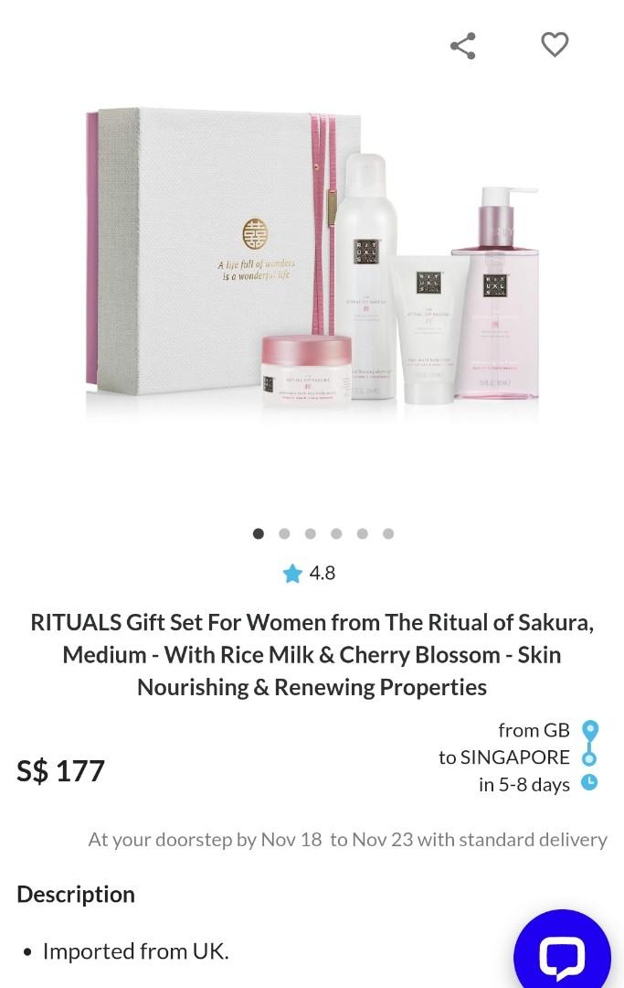 RITUALS Sakura Renewing Gift Set - Foaming Shower Gel, Exfoliating Body  Scrub, Body Cream & Hand Soap with Rice Milk & Cherry Blossom - Medium