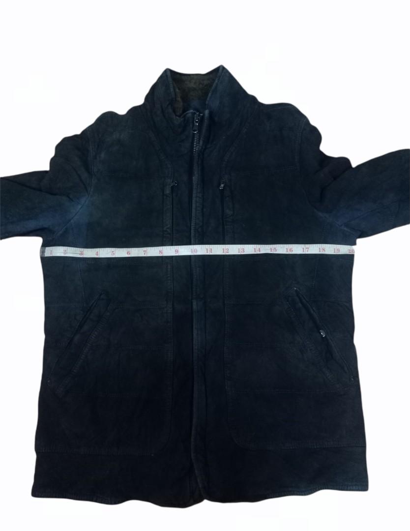 Time Postmodern Lampo Zipper Fleece Leather Jacket, Men's Fashion