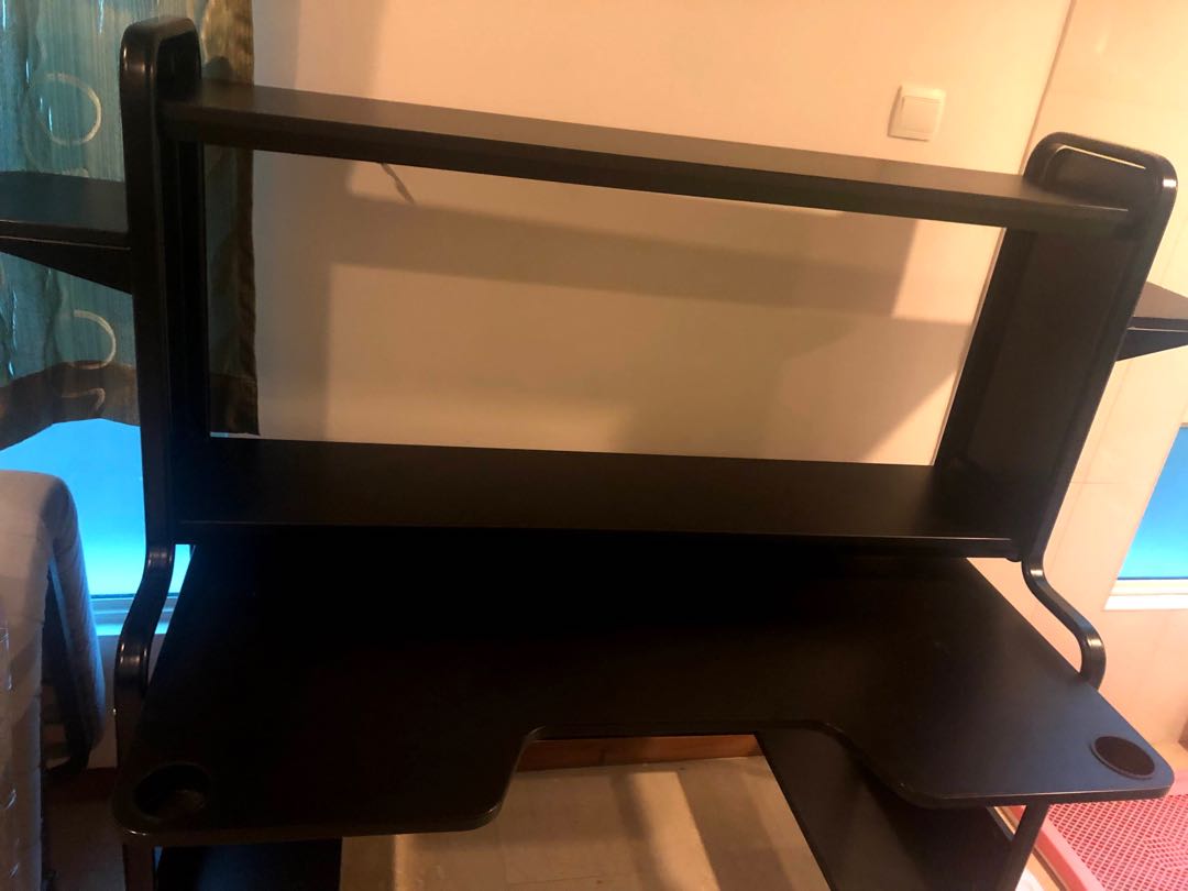 USED FREDDE Gaming desk, black185x74x146 cm, Furniture & Home Living