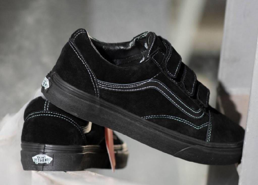 old skool vans black velcro