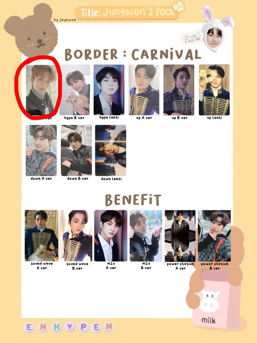 ENHYPEN JUNGWON Official Photo card Border : Carnival