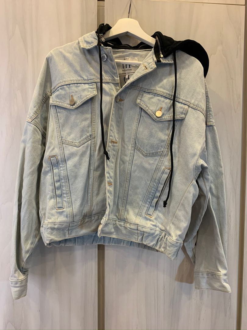 Hooded denim jacket store zara
