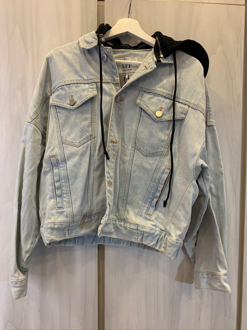 Hooded denim new arrivals jacket zara