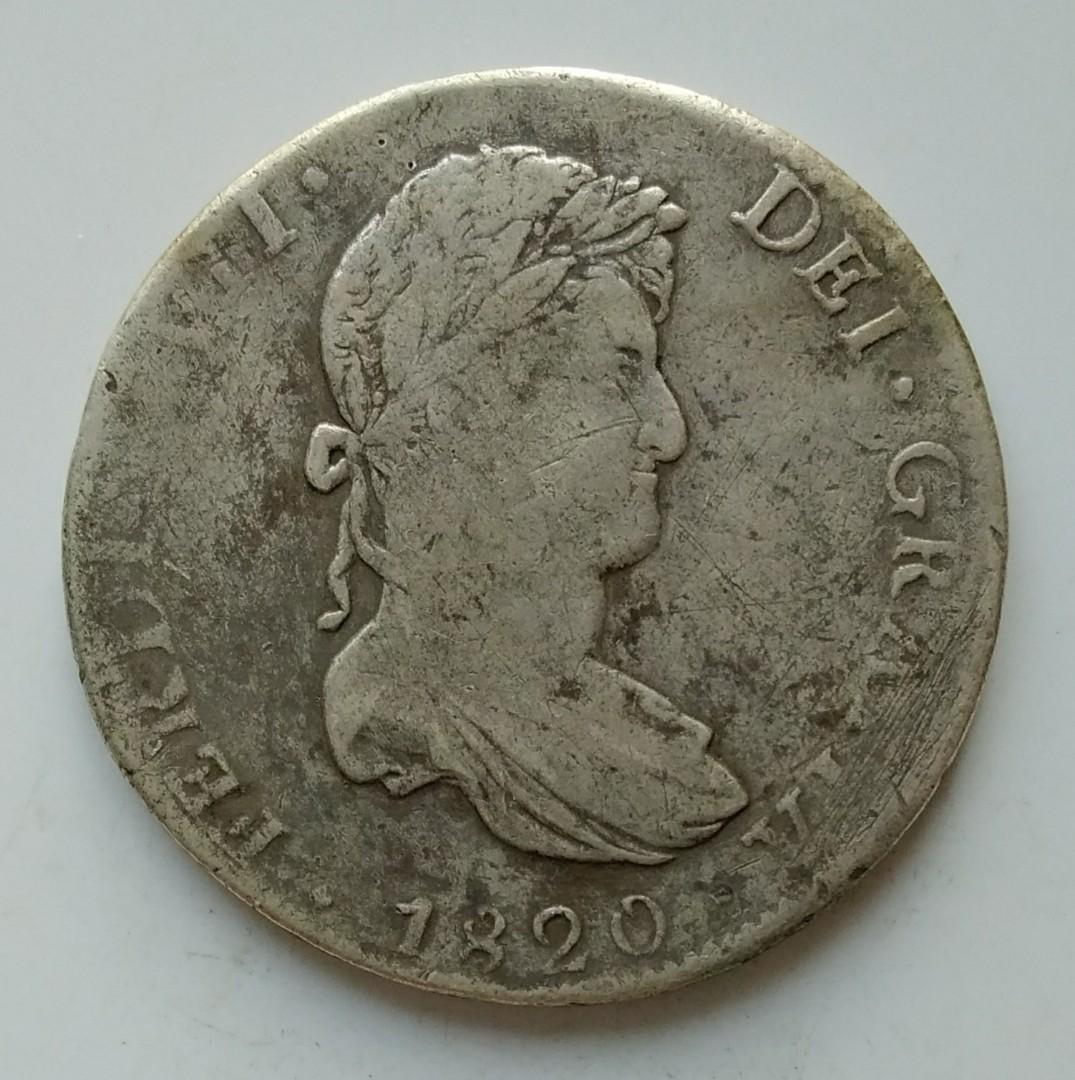 1820年西屬墨西哥8里爾(Reales)流通銀幣-墨西哥城鑄造＊, 興趣及遊戲, 收藏品及紀念品, 錢幣- Carousell