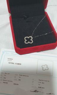 18k White Gold Diamond Clover Necklace