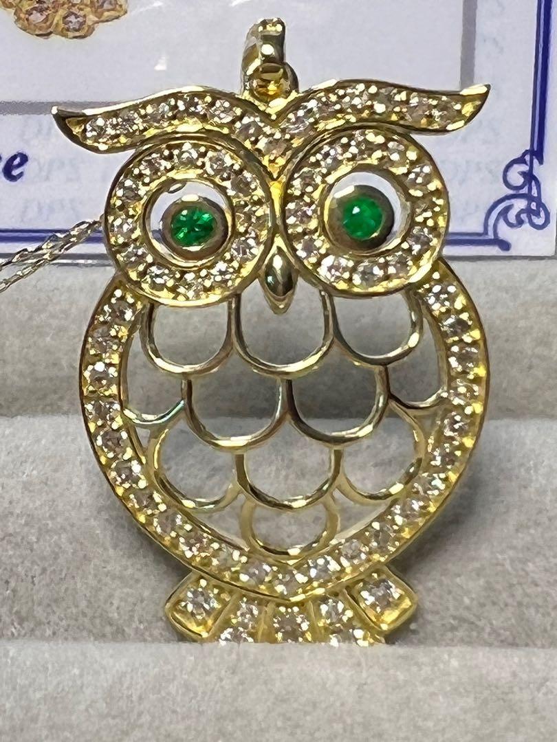 18k yellow gold necklace OWL Women s Fashion Jewelry