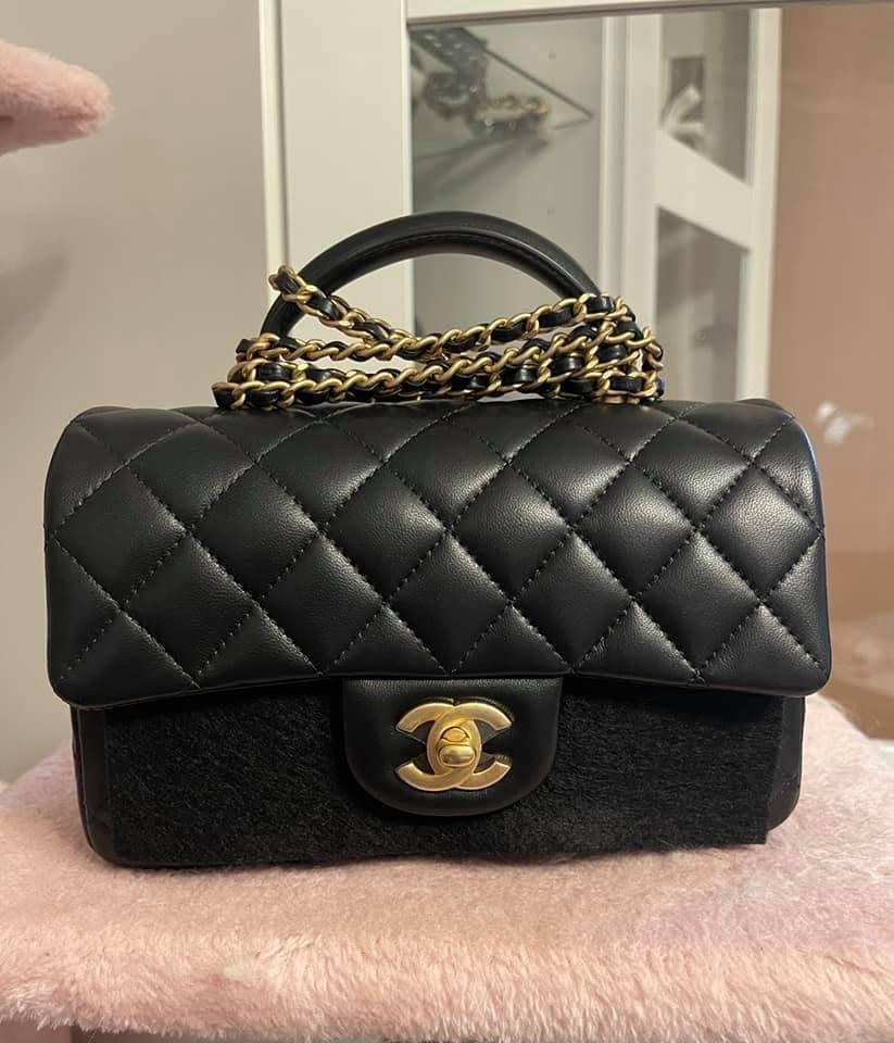 21K mini top handle Chanel BLACK, Luxury, Bags & Wallets on Carousell