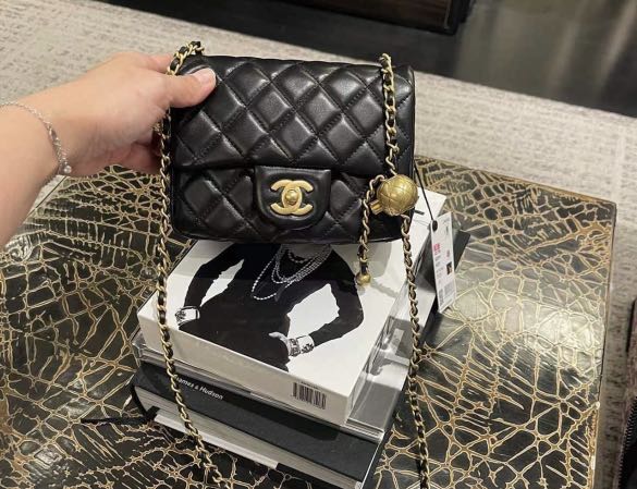 22C Chanel Pearl Crush Mini Square (Microchip), Luxury, Bags