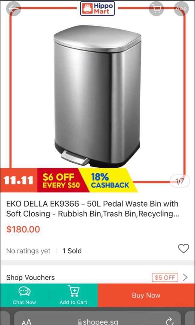 50L Eko Waste Bin, Furniture & Home Living, Cleaning & Homecare