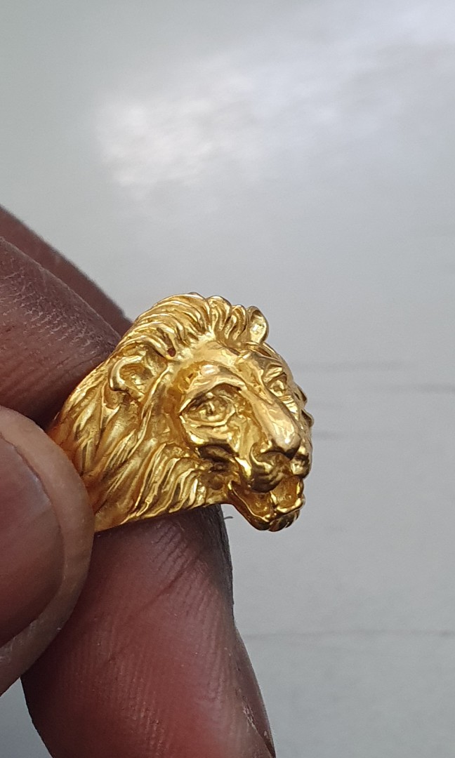Gold lion ring cheap