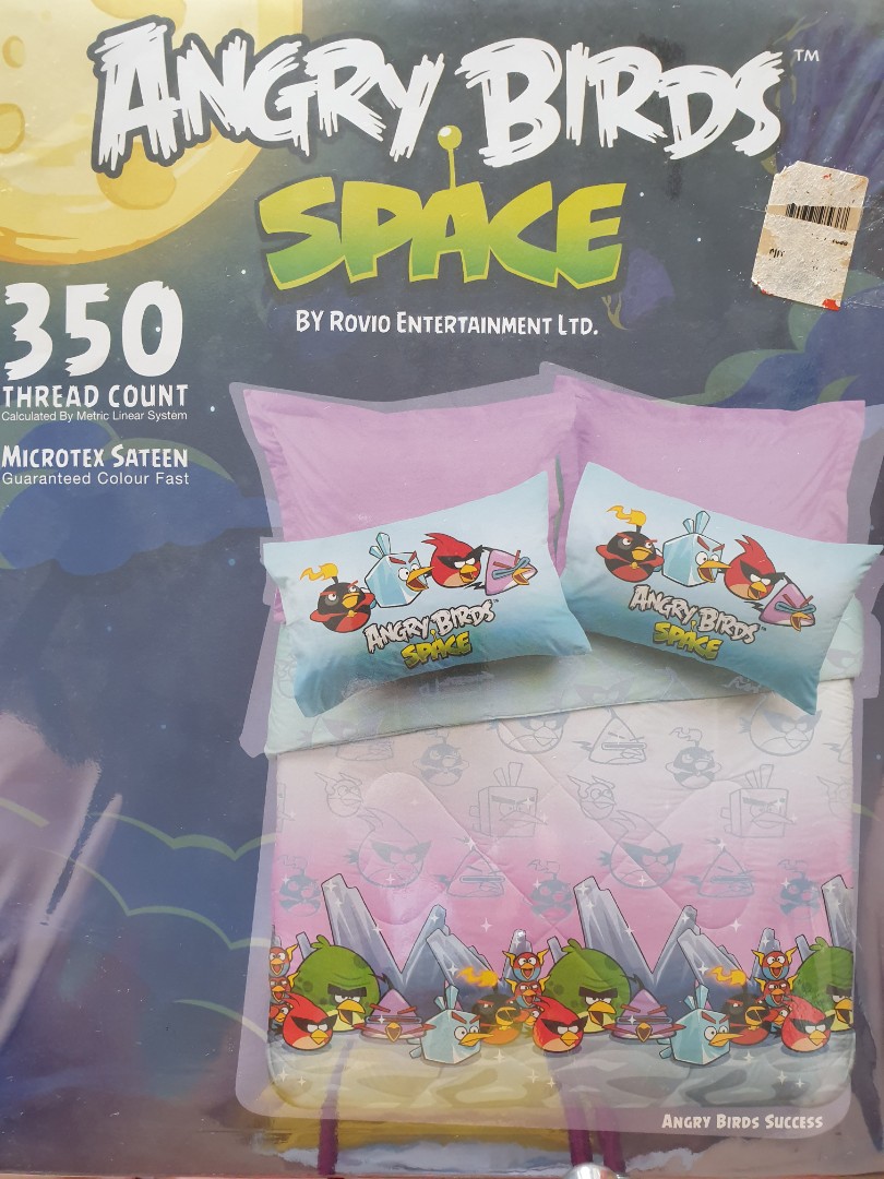 Angry Birds Super Single Bedsheet Set, Furniture & Home Living, Bedding ...
