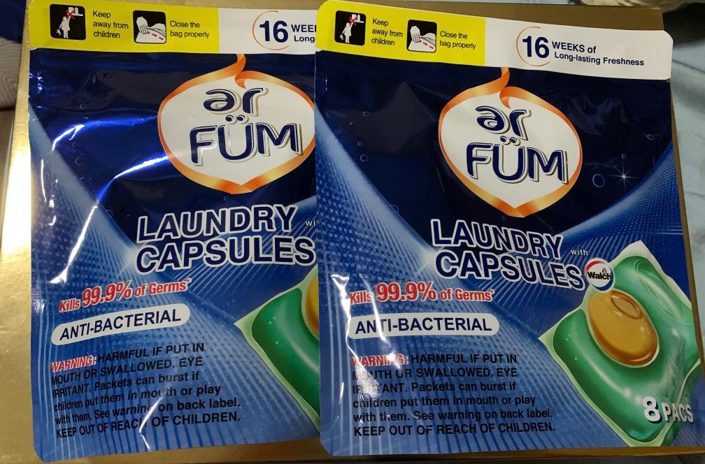 Arfum Antibacterial Laundry capsules 8 pods packet, Furniture & Home