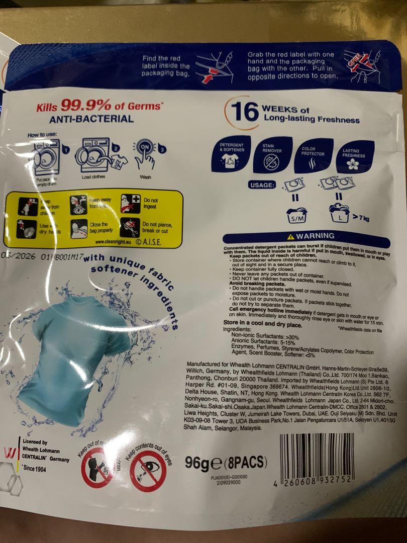 Arfum Antibacterial Laundry capsules 8 pods packet, Furniture & Home