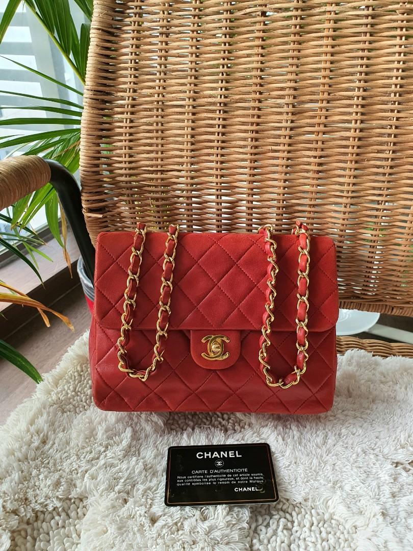 Vintage red chanel bag deals