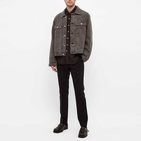Authentic Our Legacy Coated Grey Linen Mono Denim Jacket Luxury
