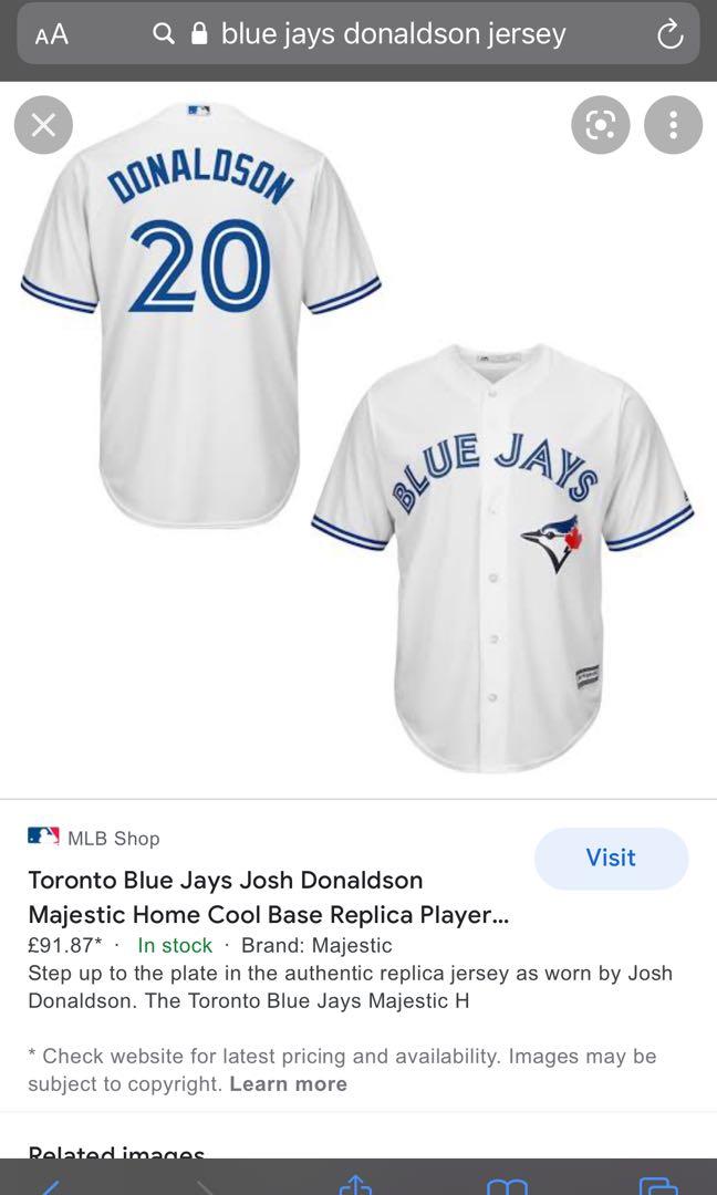 Josh Donaldson Toronto Blue Jays Majestic Cool Base Player Jersey – White –  ThanoSport