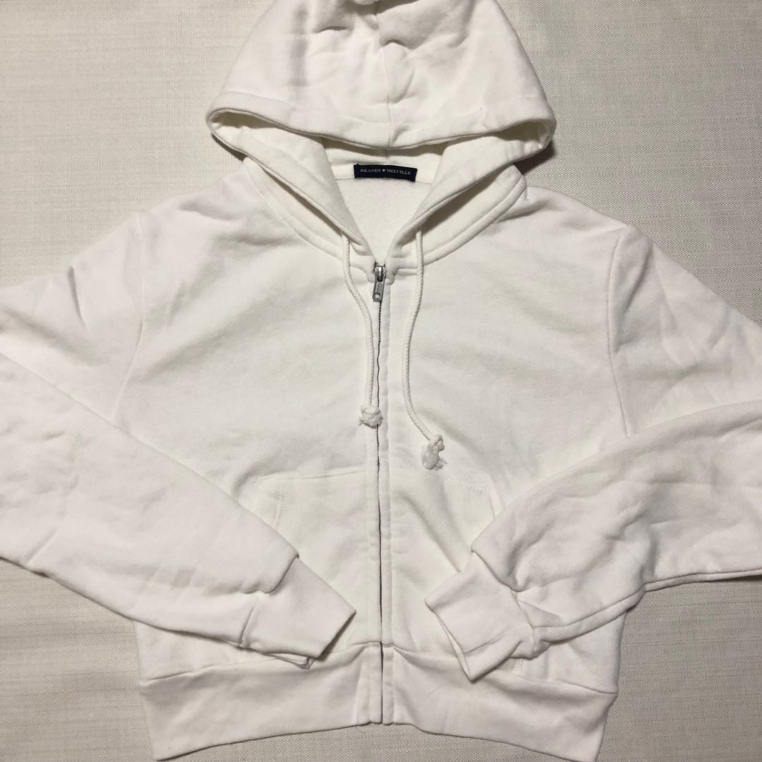 White crystal hoodie brandy melville top