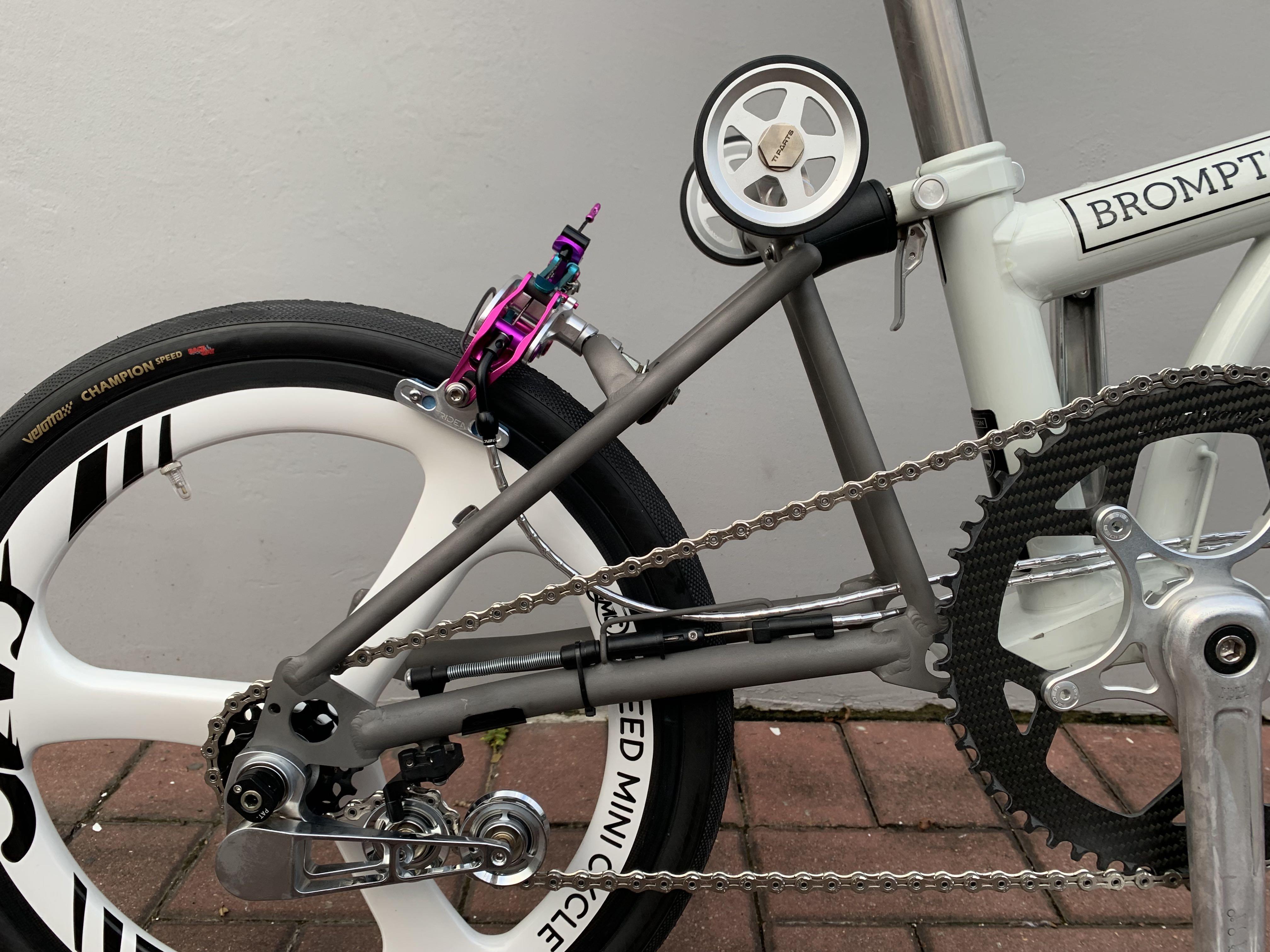 Brompton titanium Fork Triangle Stem (Category: Parts & Accessories) located in Singapore. Submitted by bromprr_type_r_31 (Listing ID 1124684841, Image 1). Description: Sandblast Matte black Glossy black As seen Solid built full titanium! Gr9/tc4 grade matte black finishing shown on my Brompton, Sand Blasted on this beautiful White Brompton Raw finishing will be cheaper Other colours available. See all my images. Feel free to drop by my place to 