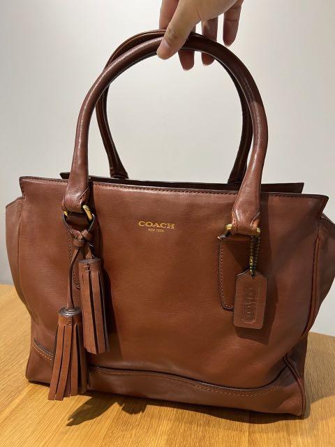 Coach cognac leather handbag top