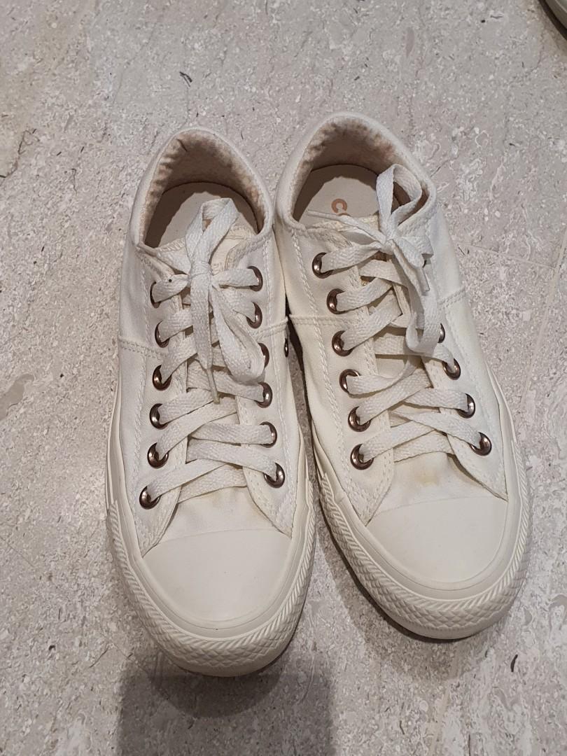 White with rose gold converse outlet