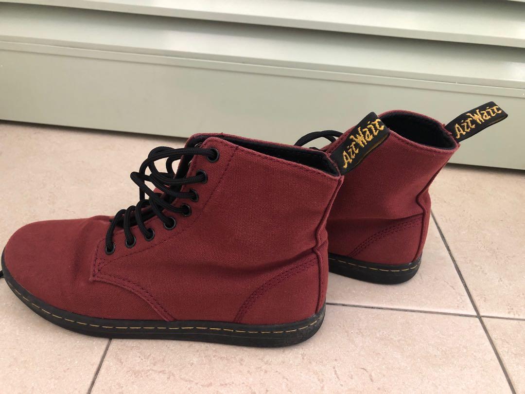 Dr. Martens Red Canvas Boots