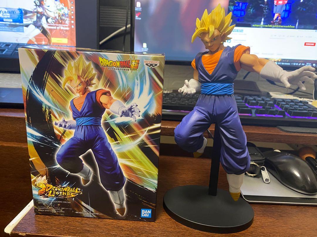 Dragob Ball Z Legendz-Vegeto (Category: Figurines & Statues) located in Manila. Submitted by renzieg (Listing ID 1125631817, Image 1). Description: Selling my Back in Box Vegeto figure Bandai SSJ Legends collab Figure displayed on glass shelves, well-maintained. RFS: making space for my coming figures this December.