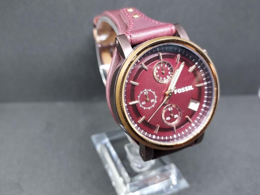FOSSIL Watch Maroon Burgundy Red Women 