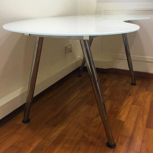 IKEA Galant Kidney Shape Hardened Glass Office/Gaming Desk, Furniture