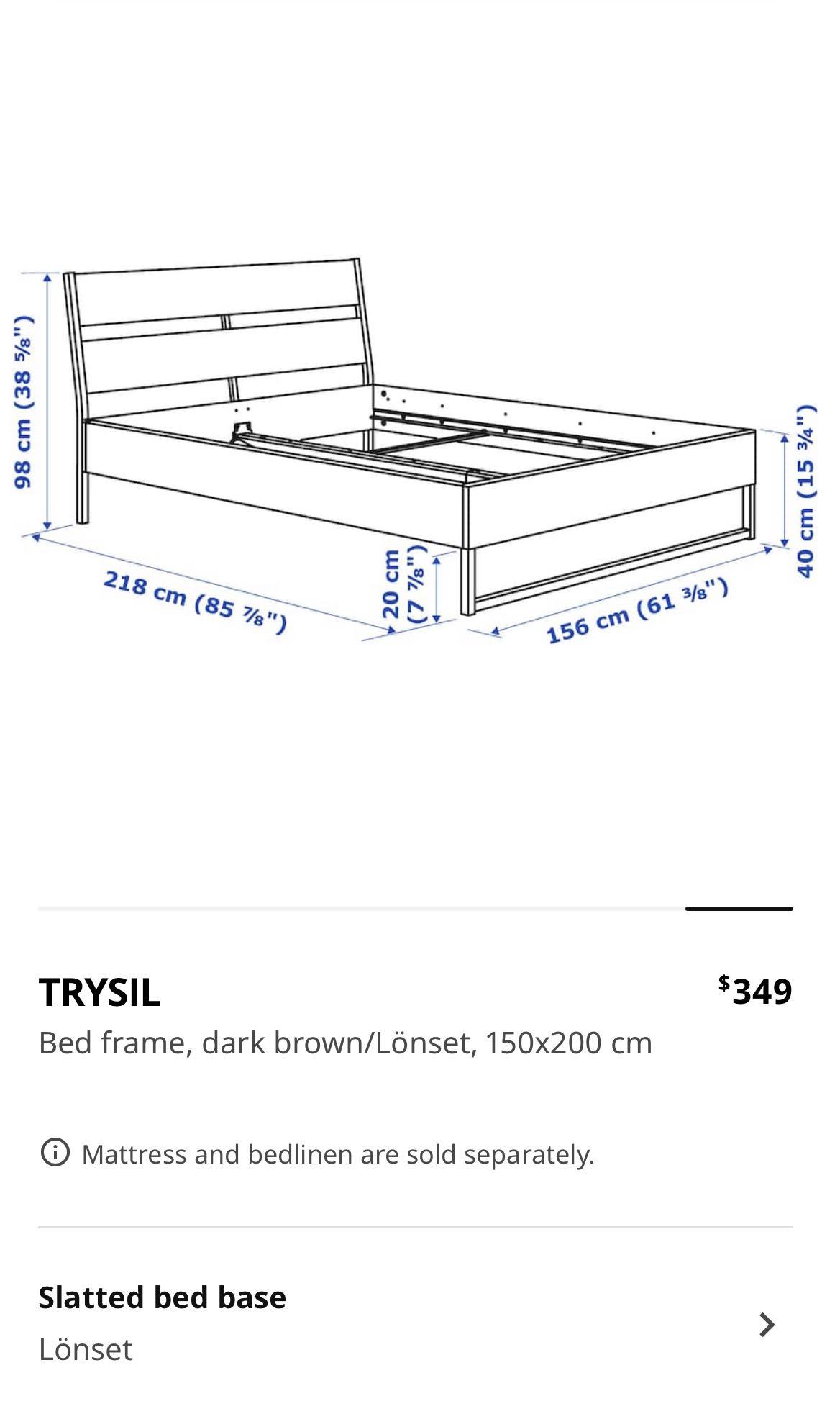 IKEA Trysil bed frame (QUEEN SIZE), Furniture & Home Living, Furniture