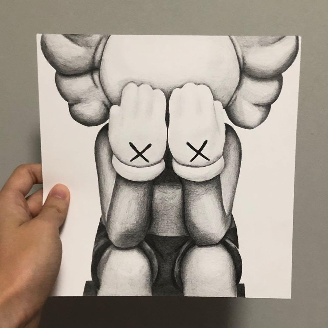 Kaws pencil drawing/sketching, Hobbies & Toys, Stationery & Craft, Art