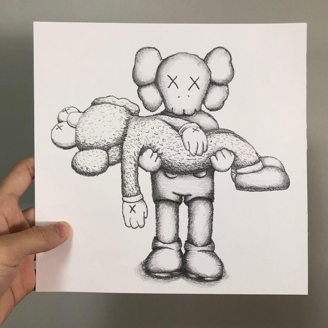 Kaws pencil drawing/sketching, Hobbies & Toys, Stationery & Craft, Art
