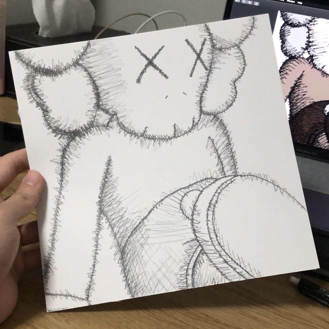 Kaws pencil drawing/sketching, Hobbies & Toys, Stationery & Craft, Art
