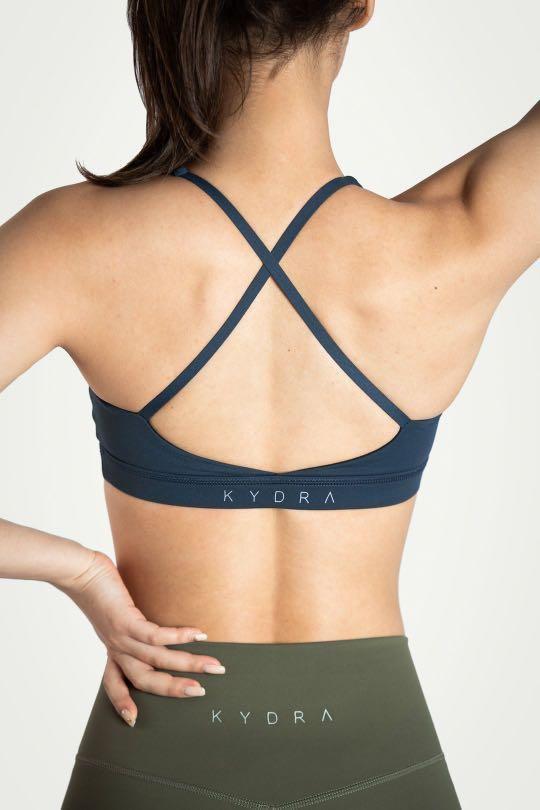 Kydra Charcoal Black Scoop Neck Low Cross Sports Bra