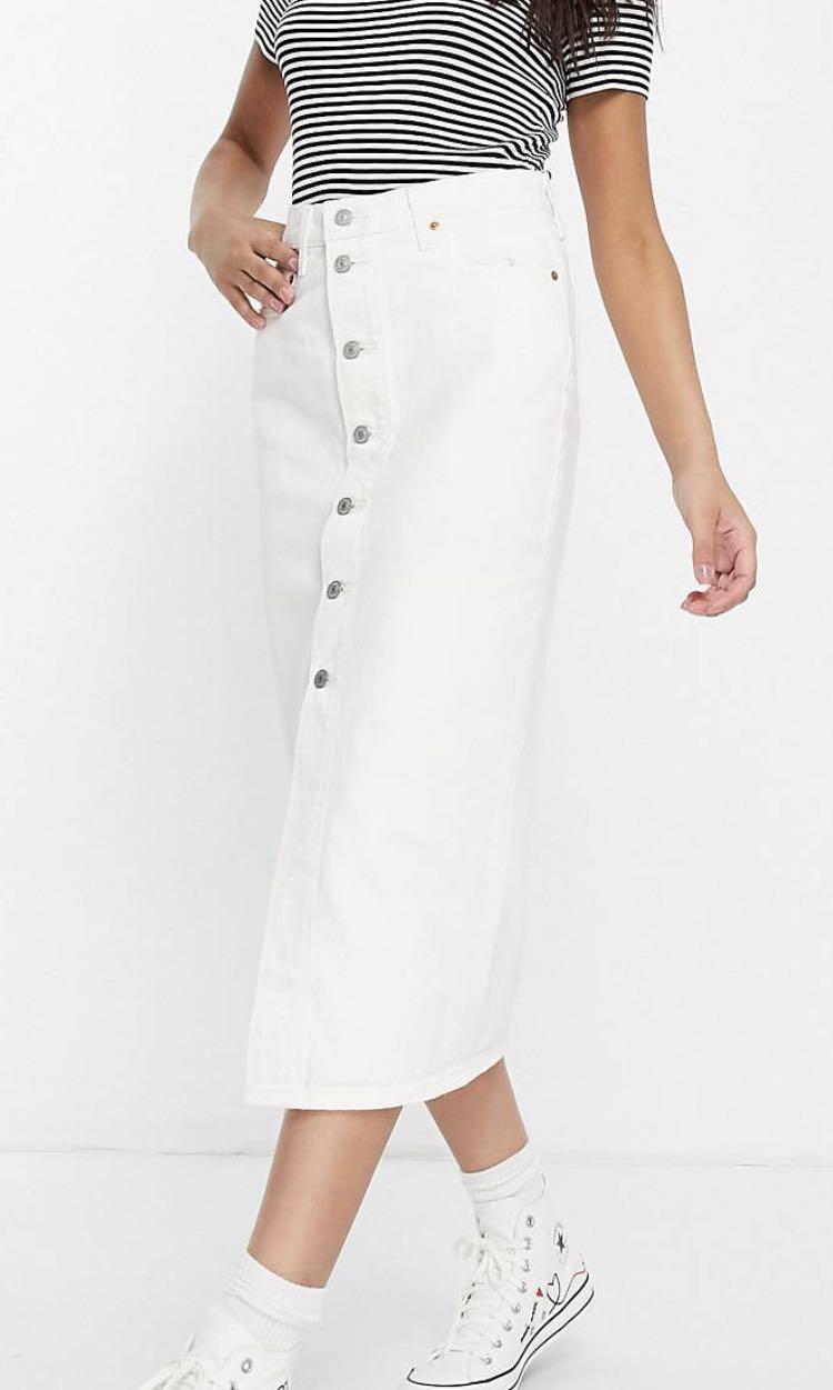 Levi's button cheap front denim skirt