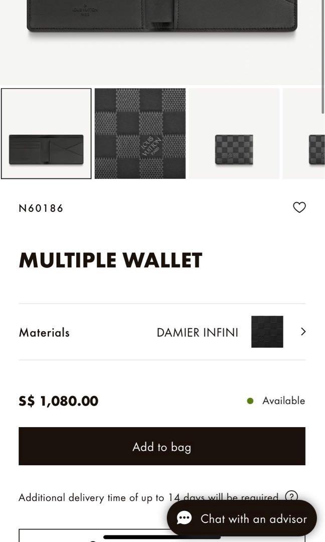 Louis Vuitton DAMIER INFINI Unisex Canvas Street Style Leather Folding  Wallet Logo (N60186) in 2023