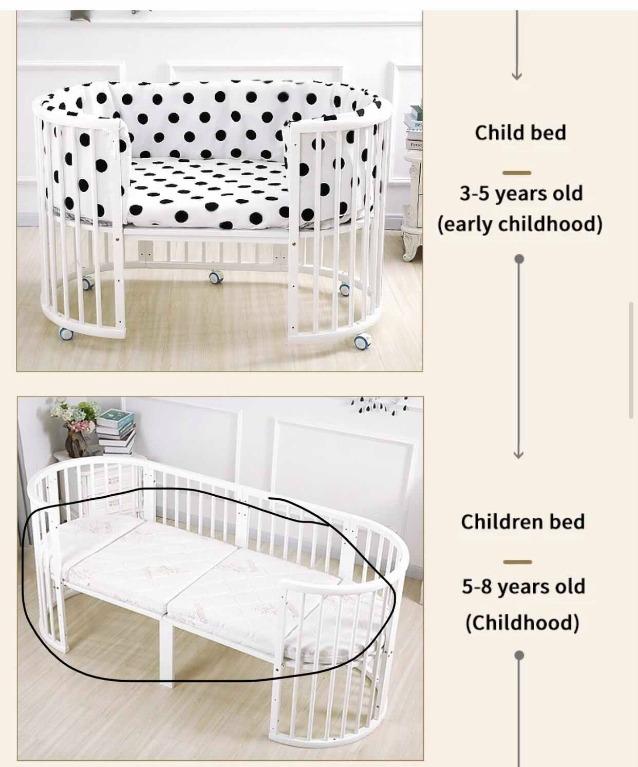 Madison 7 in 1 Convertible Oval crib Babies Kids Baby Nursery
