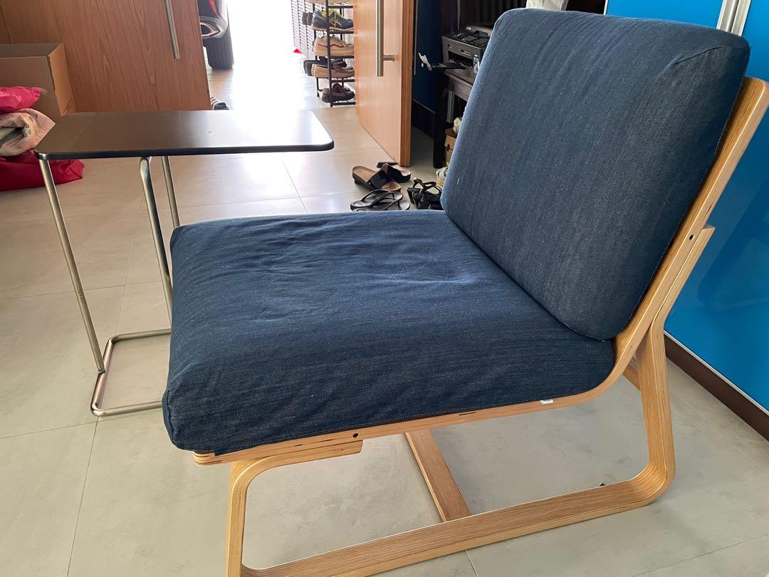 Muji IKEA oak sofa chair & Rian side table bundle, Furniture & Home