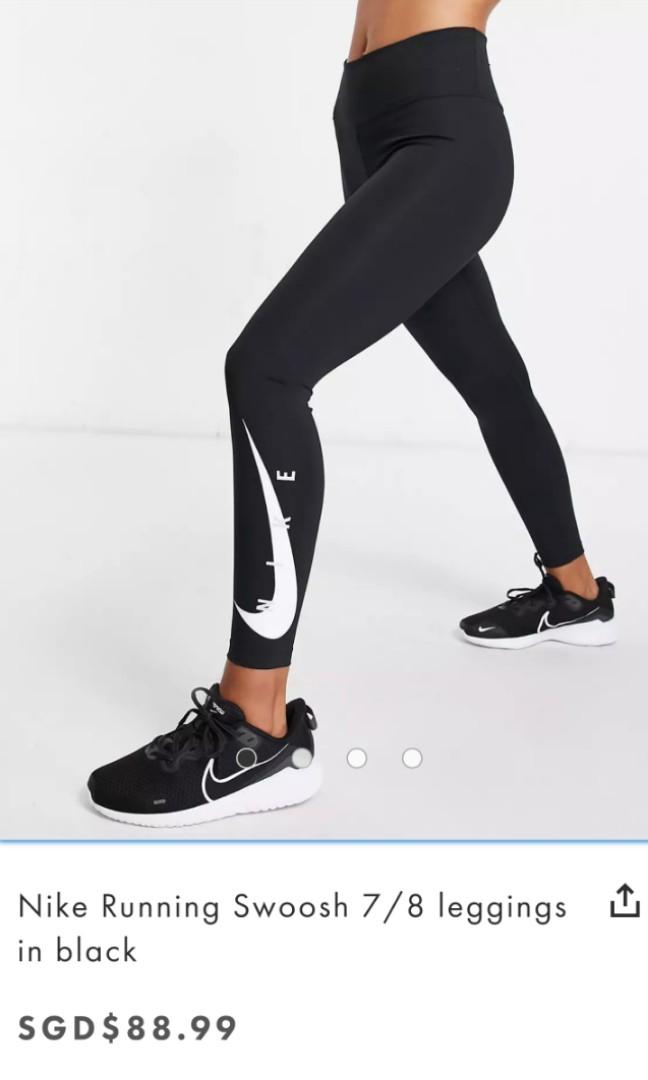 Nike Women Swoosh Run Leggings XS Black