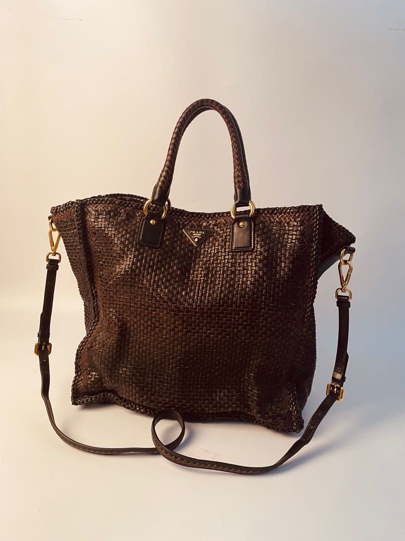 Prada woven leather 2025 bag